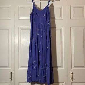 Dark Blue and White Old Navy Floral Midi Dress